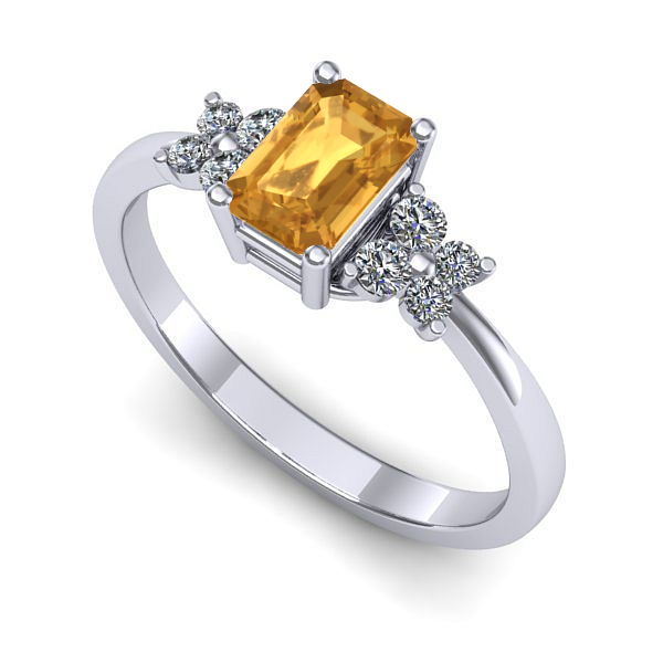 Inel de logodna din aur alb cu citrin