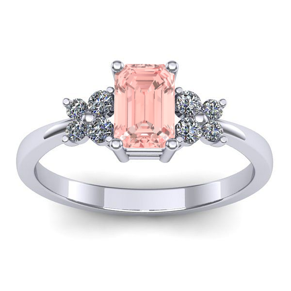 Inel logodna cu diamant de laborator roz dreptunghiular