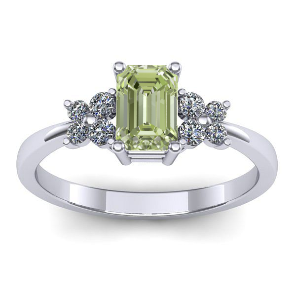 Inel cu diamant de laborator verde dreptunghiular