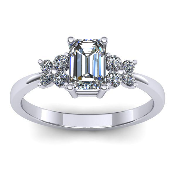 Inel logodna cu safir alb dreptunghiular