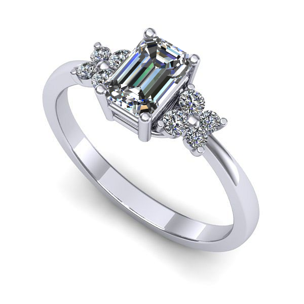 Inel de logodna din aur alb cu safir alb