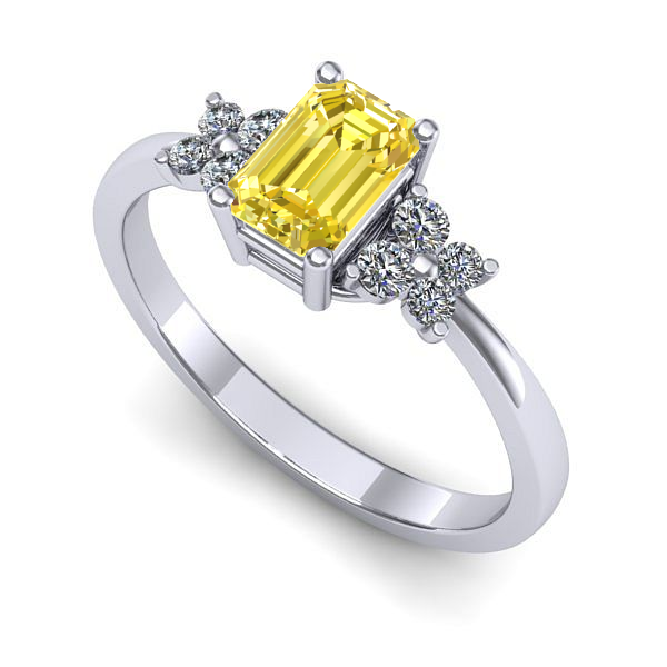 Inel de logodna din aur alb cu safir galben