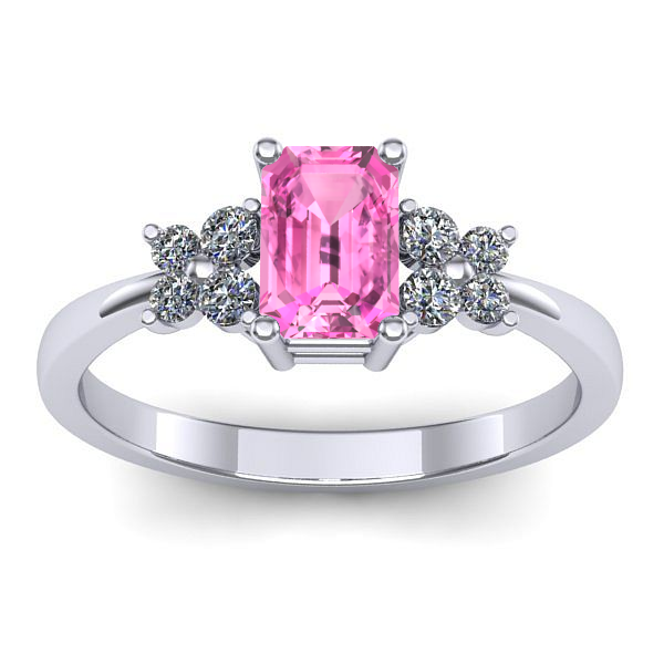 Inel cu safir roz dreptunghiular