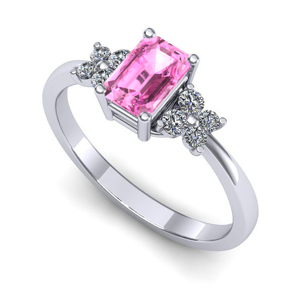 Inel de logodna din aur alb cu safir roz