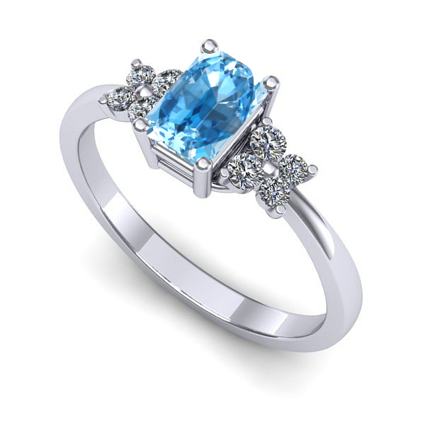 Inel de logodna din aur alb cu topaz blue