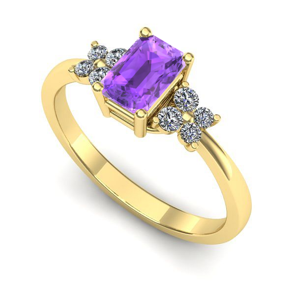 Inel logodna din aur galben cu ametist