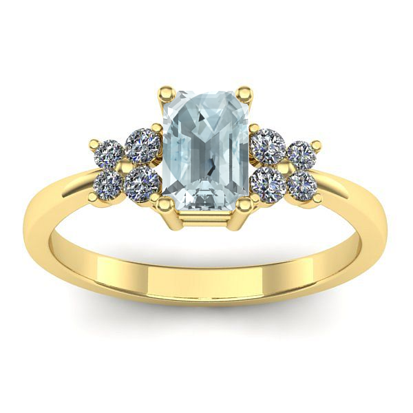 Inel logodna cu aquamarin dreptunghiular