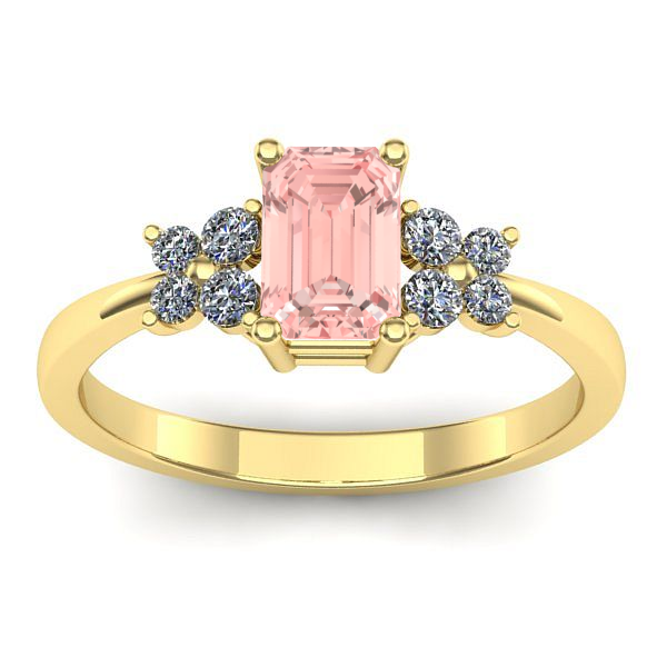 Inel de logodna cu diamant de laborator roz dreptunghiular