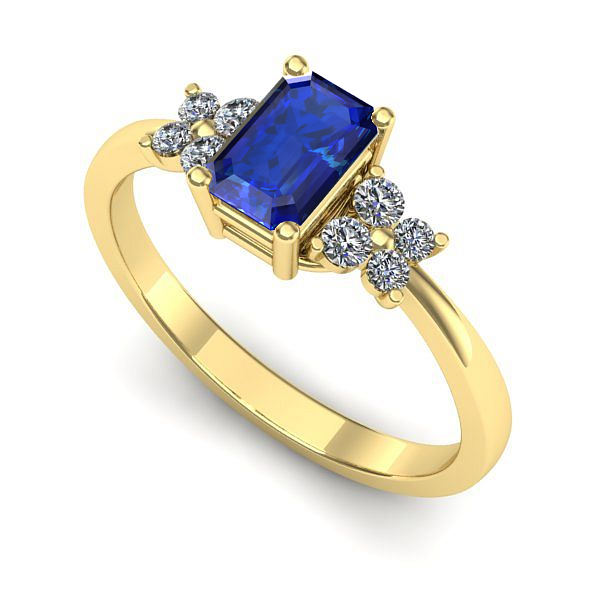 Inel logodna din aur galben cu safir