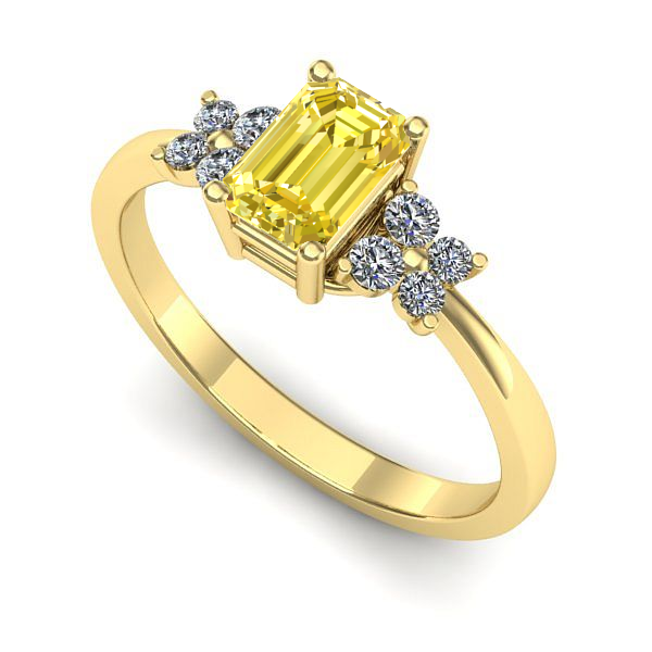 Inel logodna din aur galben cu safir galben