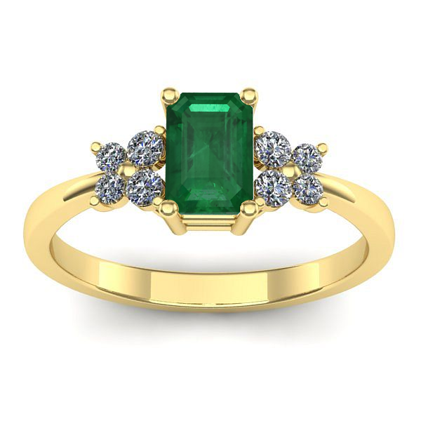 Inel de logodna cu smarald dreptunghiular