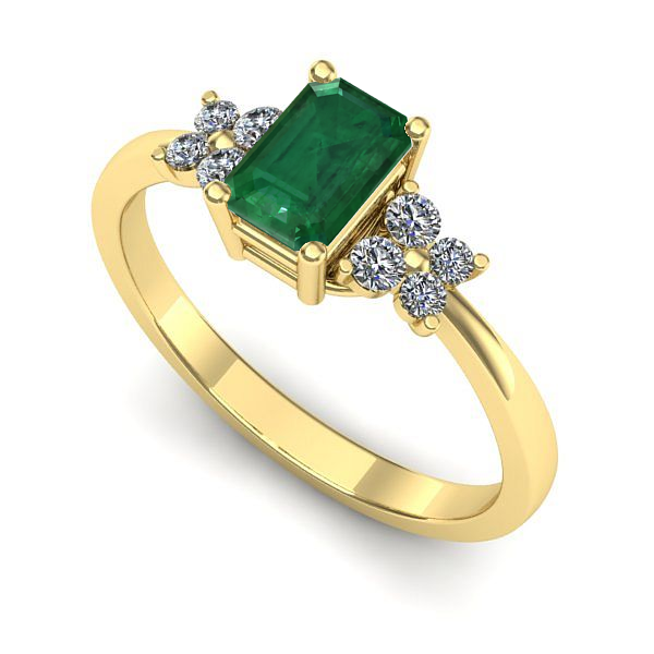 Inel logodna din aur galben cu smarald