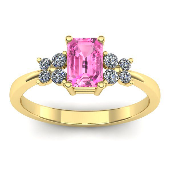 Inel cu safir roz dreptunghiular