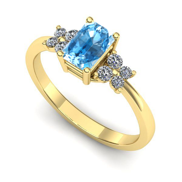 Inel de logodna din aur galben cu topaz blue