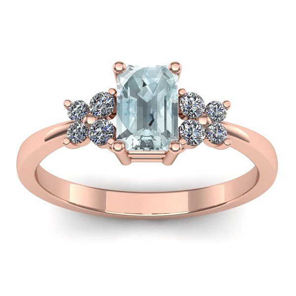 Inel cu aquamarin dreptunghiular