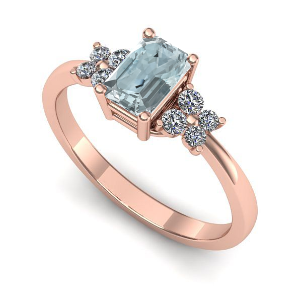 Inel din aur roz cu aquamarin