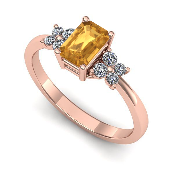 Inel de logodna din aur roz cu citrin