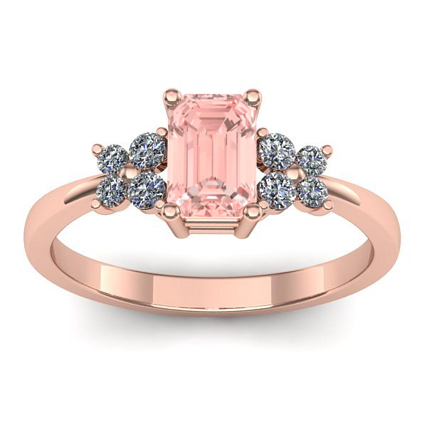 Inel logodna cu diamant de laborator roz dreptunghiular