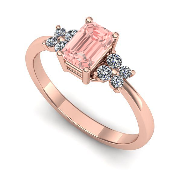 Inel logodna din aur roz cu diamant de laborator roz