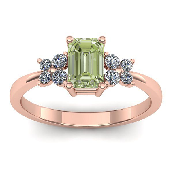 Inel cu diamant de laborator verde dreptunghiular