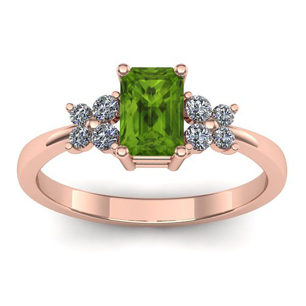 Inel cu peridot dreptunghiular