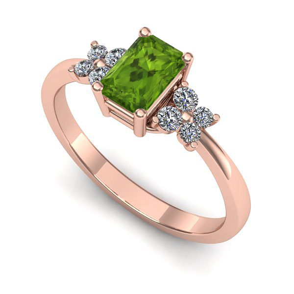 Inel de logodna din aur roz cu peridot