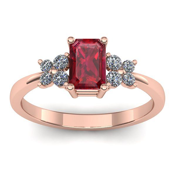 Inel de logodna cu rubin dreptunghiular