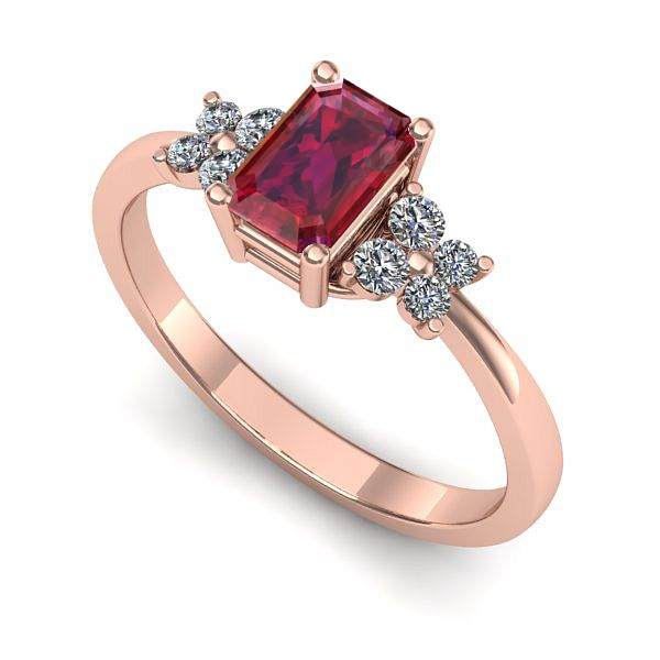 Inel din aur roz cu rubin