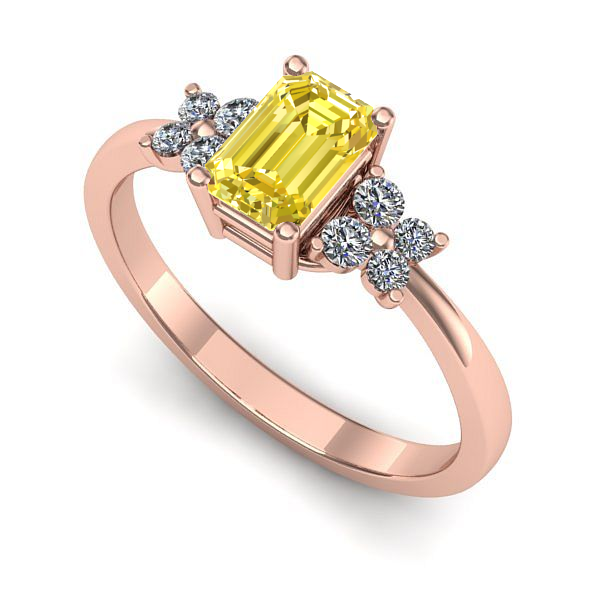 Inel de logodna din aur roz cu safir galben