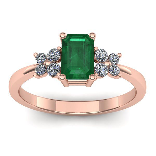 Inel logodna cu smarald dreptunghiular