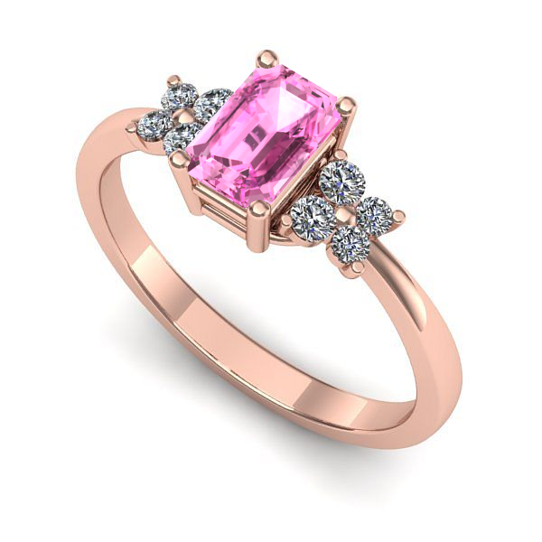 Inel de logodna din aur roz cu safir roz