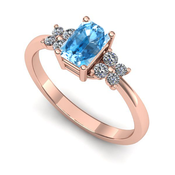 Inel logodna din aur roz cu topaz blue