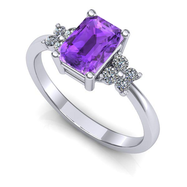 Inel din aur alb cu ametist