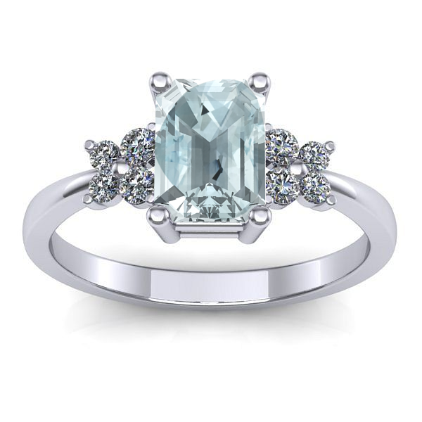 Inel logodna cu aquamarin dreptunghiular