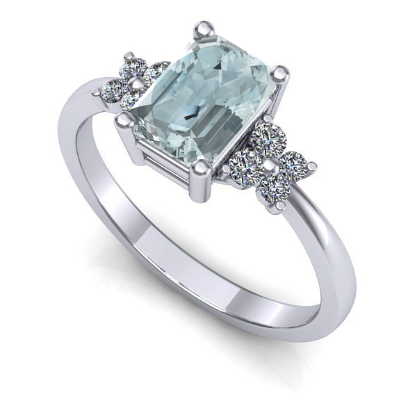 Inel din aur alb cu aquamarin