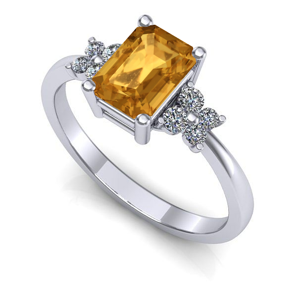 Inel logodna din aur alb cu citrin