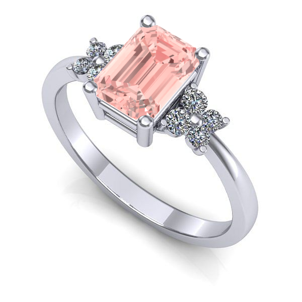 Inel de logodna din aur alb cu diamant de laborator roz