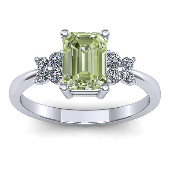 Inel de logodna cu diamant de laborator verde dreptunghiular