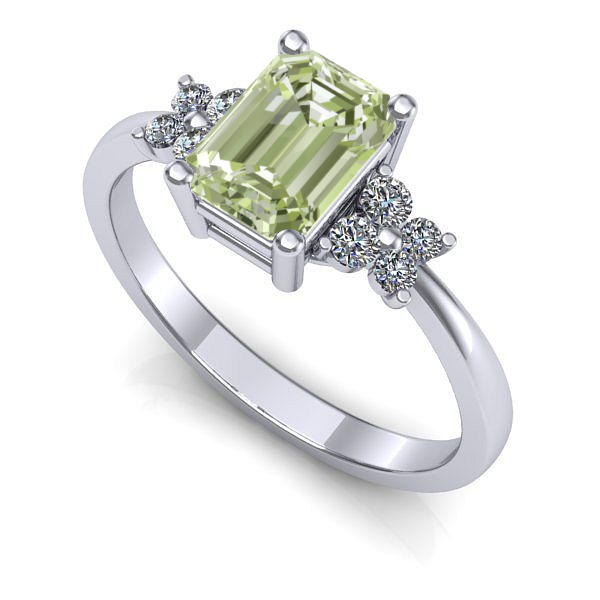 Inel logodna din aur alb cu diamant de laborator verde