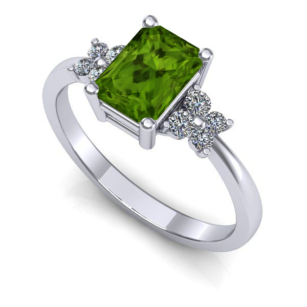 Inel din aur alb cu peridot