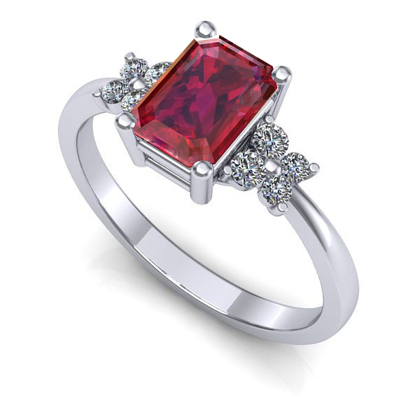 Inel de logodna din aur alb cu rubin