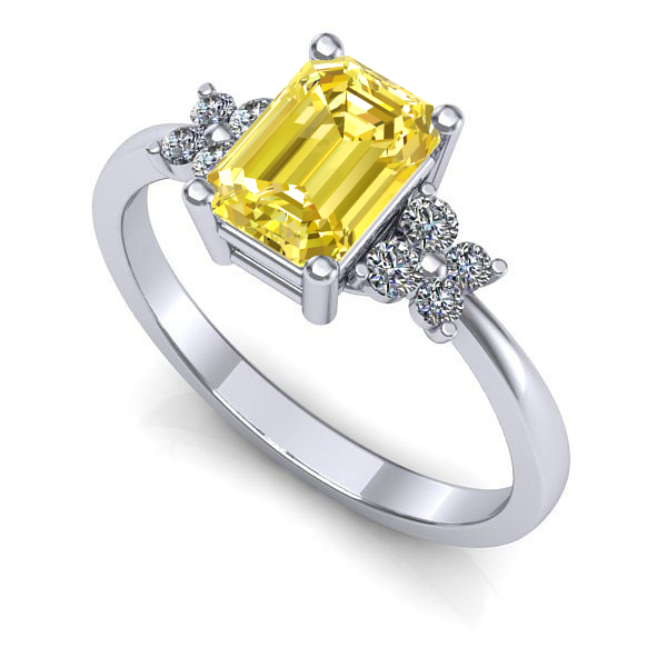 Inel logodna din aur alb cu safir galben