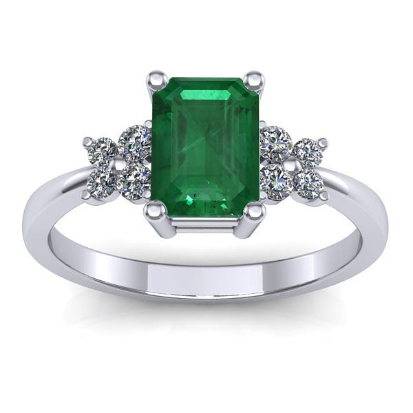 Inel de logodna cu smarald dreptunghiular