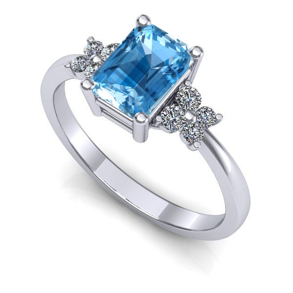 Inel din aur alb cu topaz blue