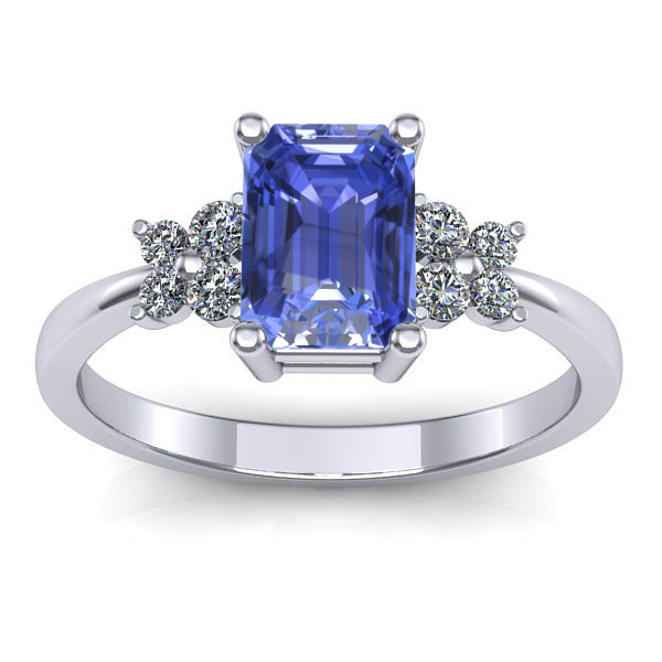 Inel de logodna cu tanzanit dreptunghiular