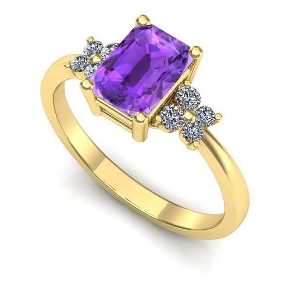 Inel logodna din aur galben cu ametist