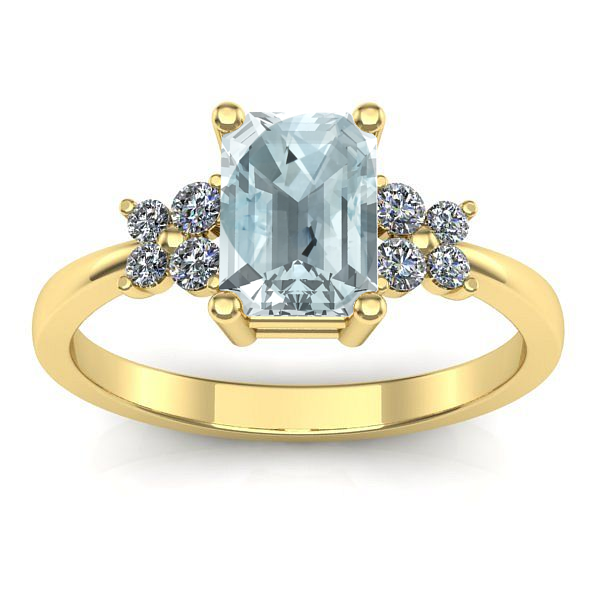 Inel logodna cu aquamarin dreptunghiular