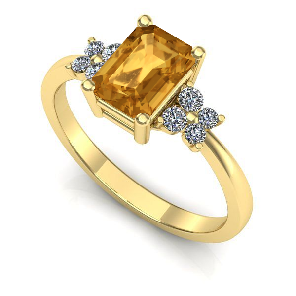 Inel logodna din aur galben cu citrin