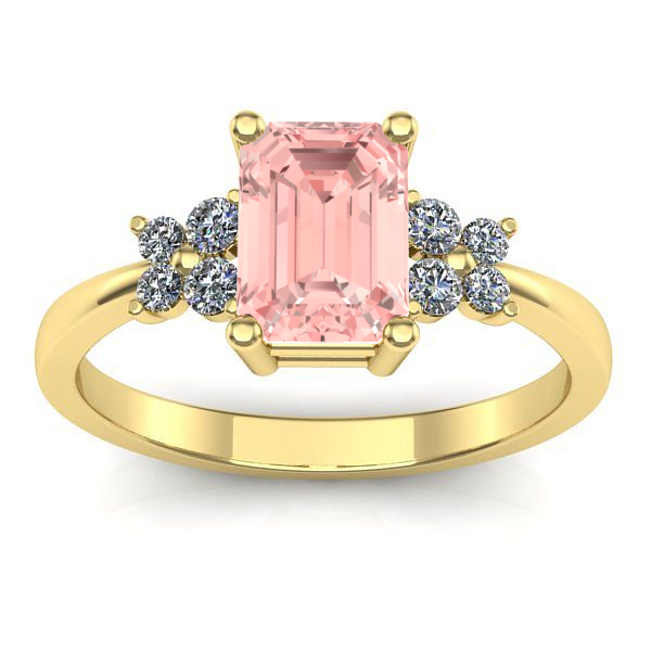 Inel de logodna cu diamant de laborator roz dreptunghiular