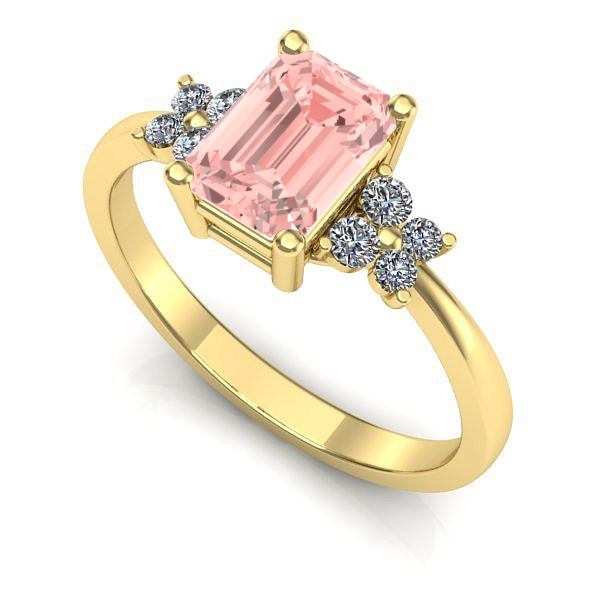 Inel de logodna din aur galben cu diamant de laborator roz